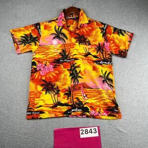 Rima Aruba Tropical Print Shirt Beach Casual Button Up Short Sleeve Mens M